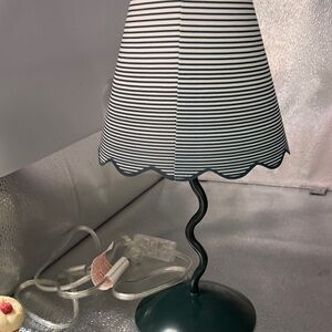 Striped Green and White Table Lamp
